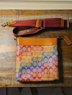 Coach Kitt Messenger Crossbody Bag In Rainbow Signature Canvas Pride Edition